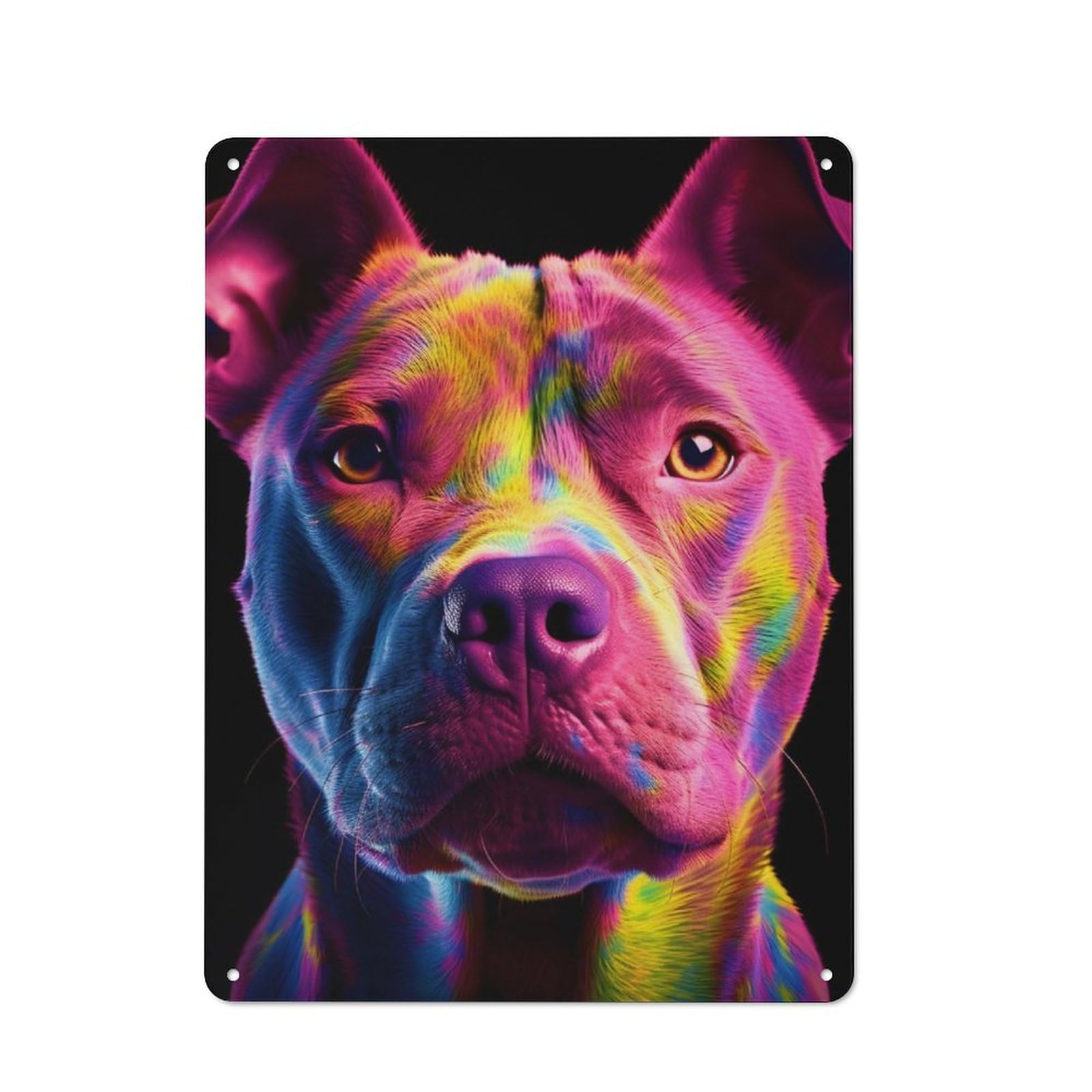 Junmoney Pitbull Fluorescent Uv Retro Metal Wall Sign 40X30cm For Man Cave Or Games Room, A Housewarming Gift For Games Room Collectors