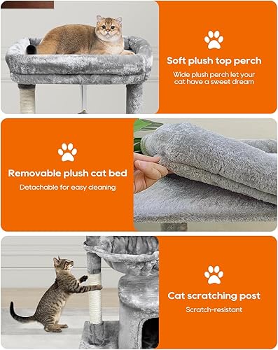 SYANDLVY Small Cat Tree for Indoor Cats — side view showing full product dimensions