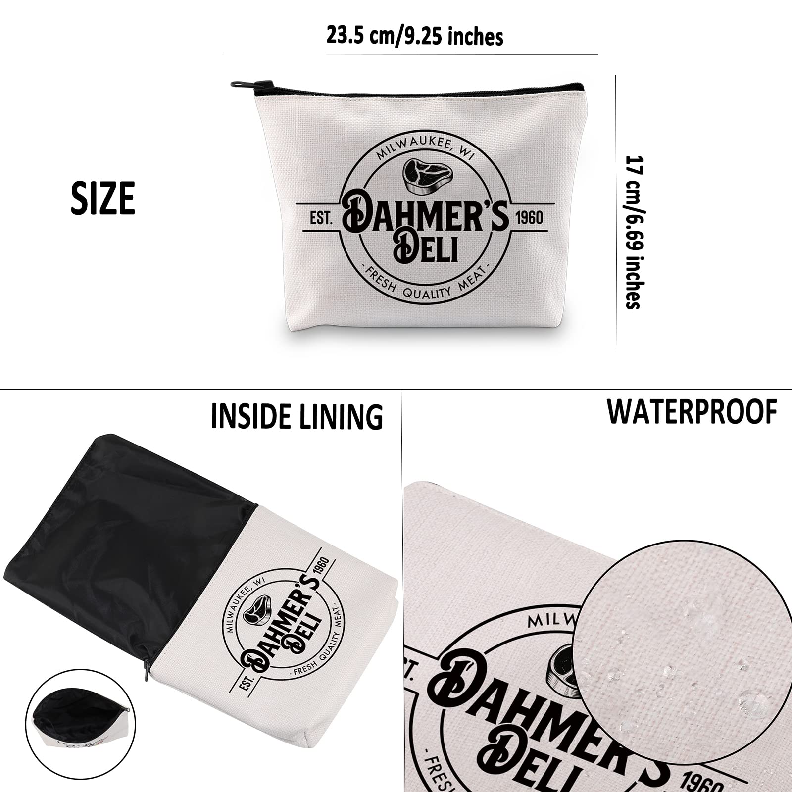 Serial Killer Inspired Gift Dahmer's Deli Makeup Bag Serial Killer Fan Cosmetic Bag True Crime Fan Gift Zipper Travel Bag (Dahmer Deli) - Image 3