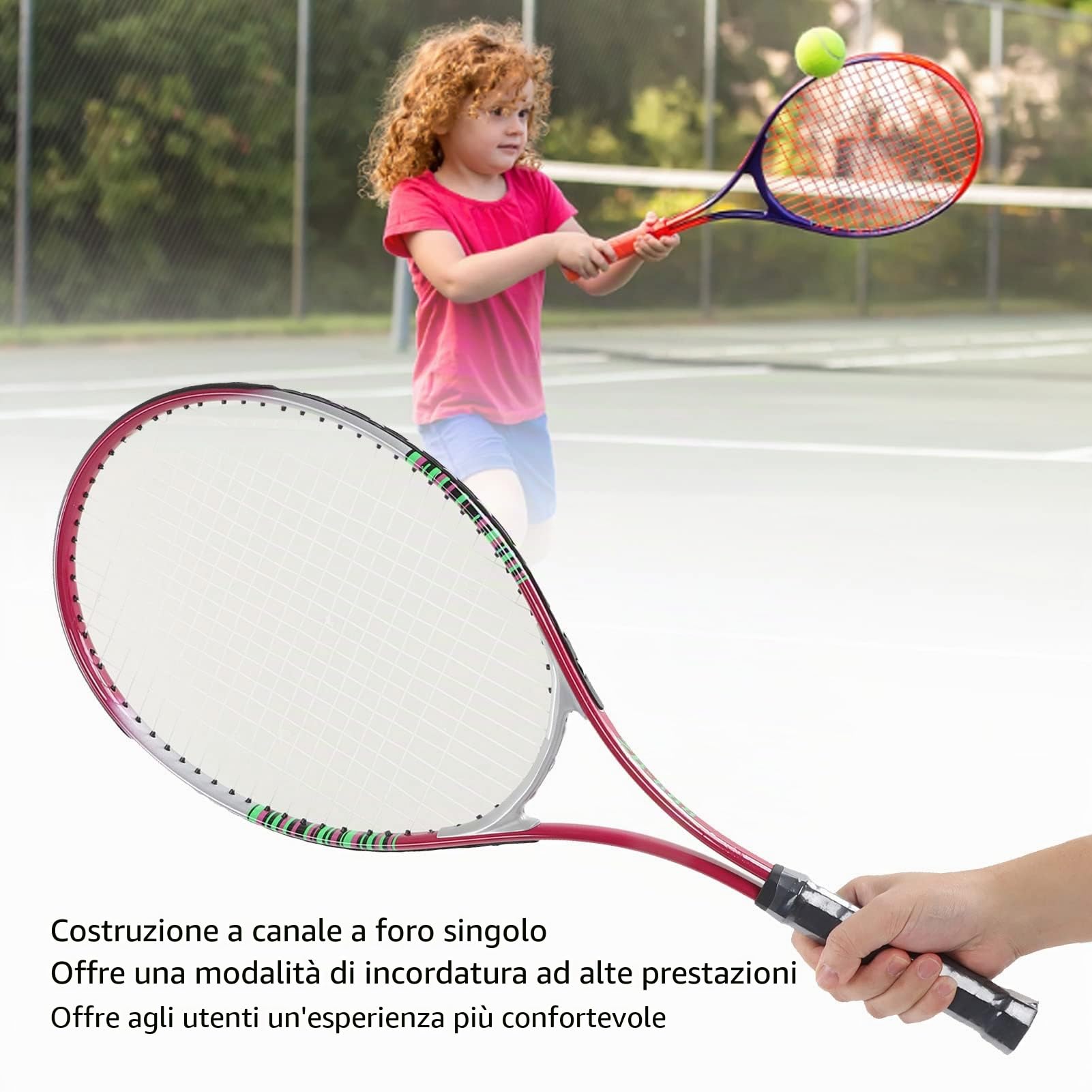 Racchetta da Tennis, Professionale in Lega di Alluminio con Telaio Diviso 27 Pollici per Adulti Allenamento Intermedio e Principianti