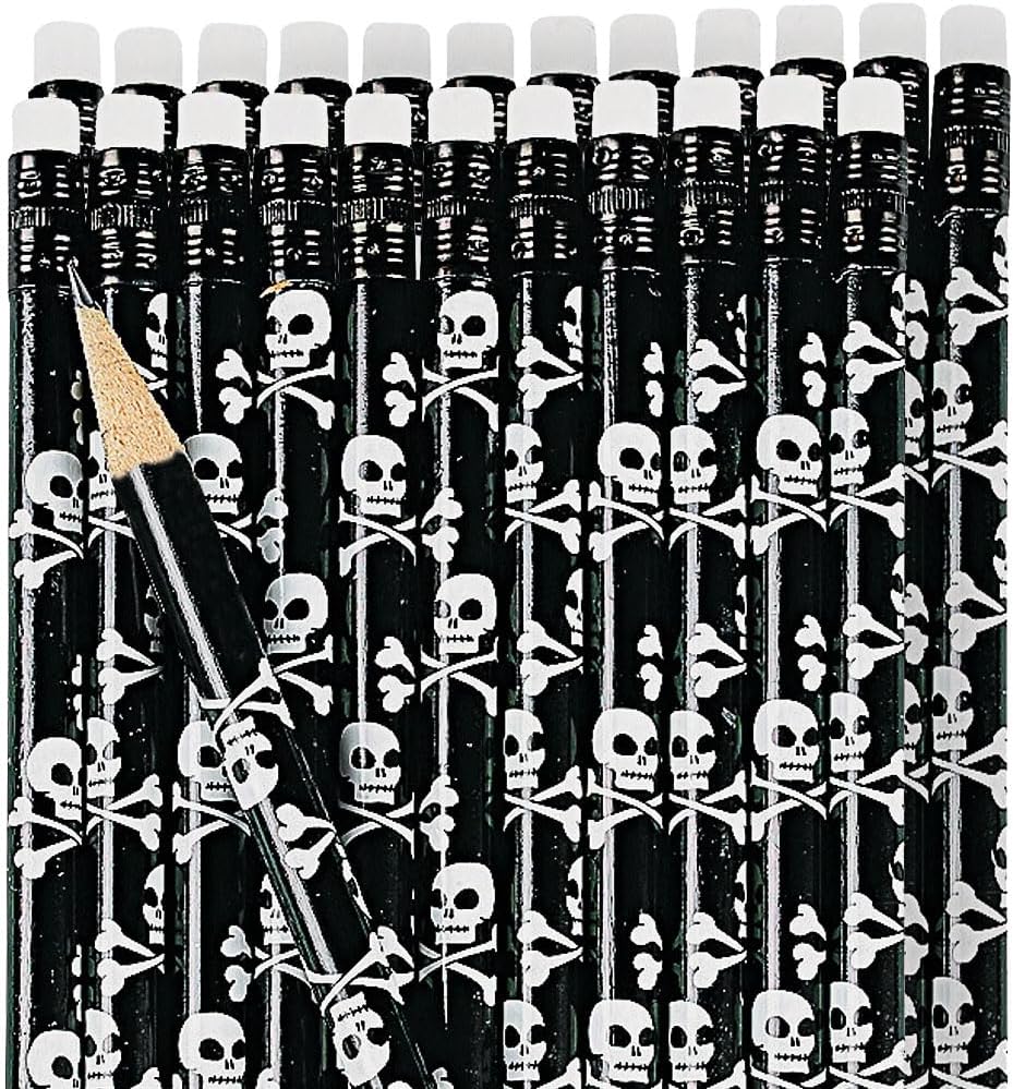 Fun Express - Skull And Crossbone Pencils - Stationery - Pencils - Printed - 24 Pieces