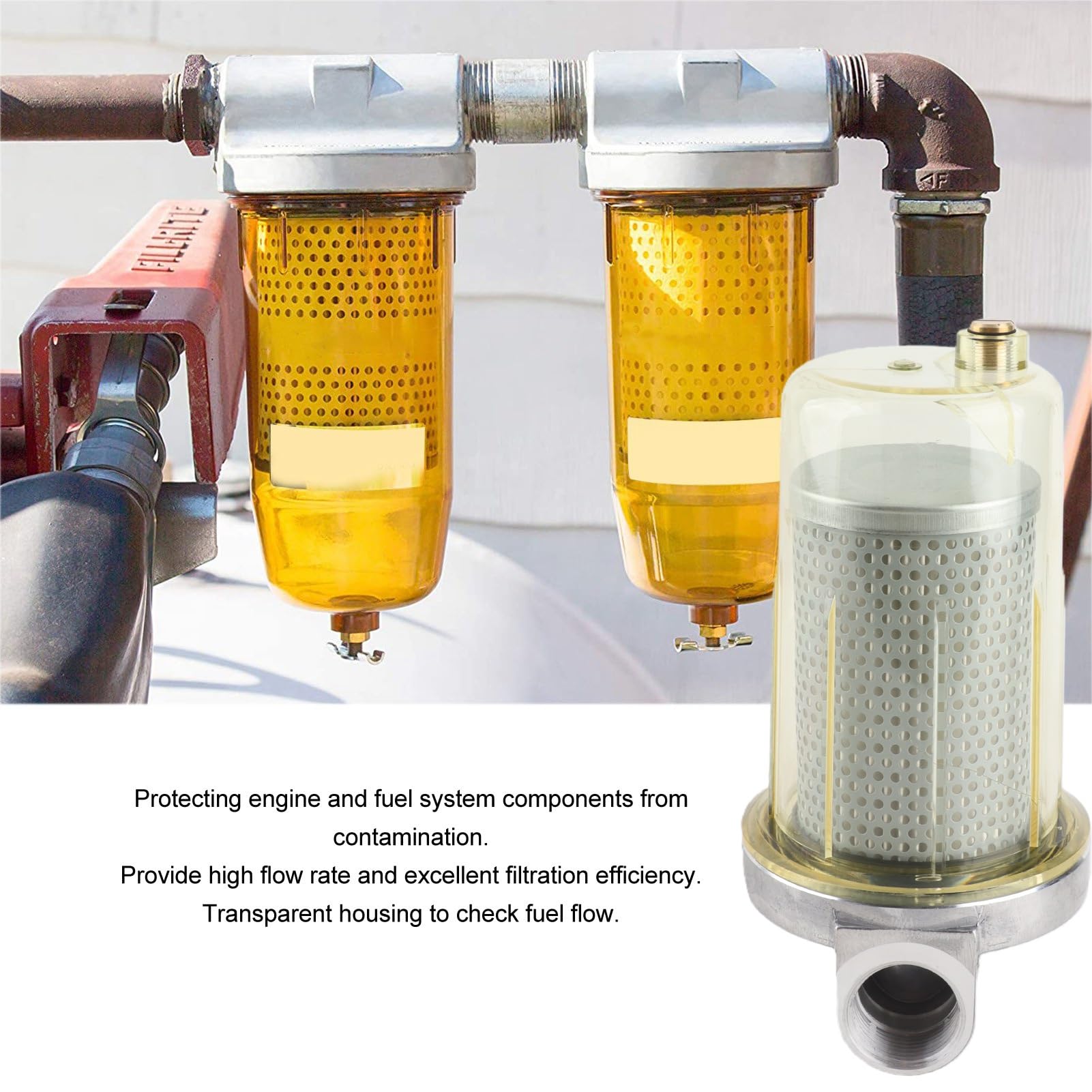 Filtro Combustible para Tanque Compatible Gasolina Aceite Biodiesel 20% Aditivos Plástico ABS Transparente 3 3cm