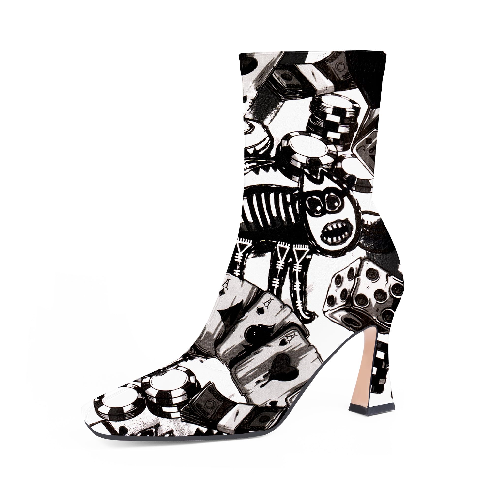 Odetina Women's High Heel Fall Ankle Boots Square Toe Side Zipper Dress Booties