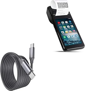 BoxWave Cable Compatible with Multzo POS PDA Receipt Printer (001) (5 in) - DirectSync PD Cable (10ft) - USB-C to USB-C (100W), Long 10 Foot PD Braided Nylon Alloy Cable - Jet Black
