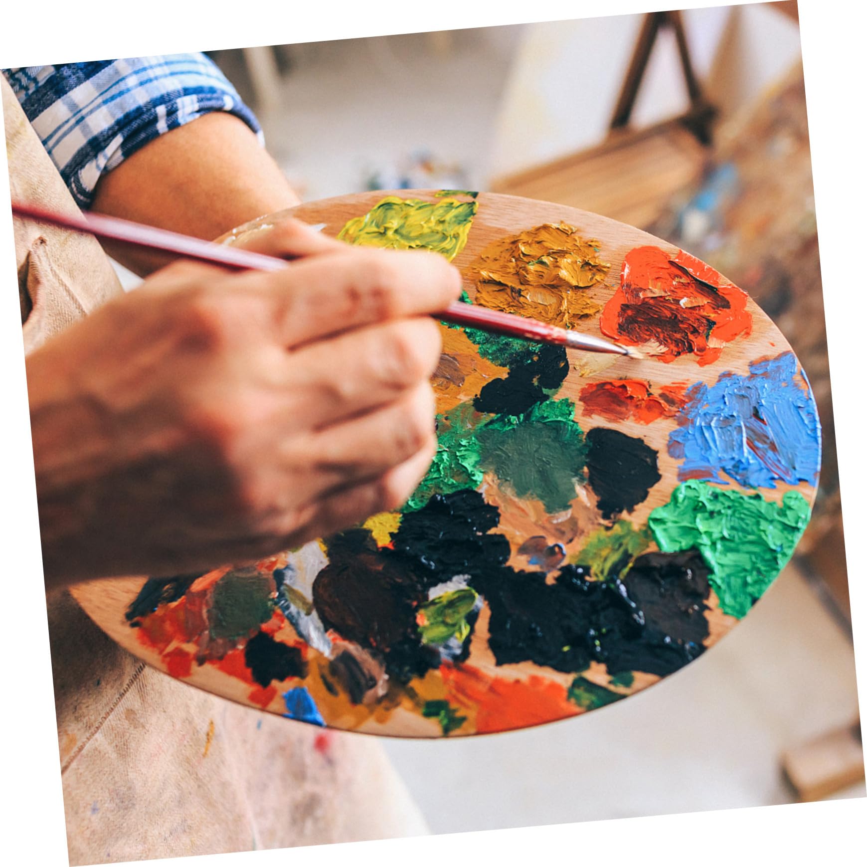 Palette Peinture en Bois pour Artistes 30x40 Cm Couleur Noyer Palette Mélange Pigments Aquarelle et Huile Accessoire Peinture Artistique et Scolaire