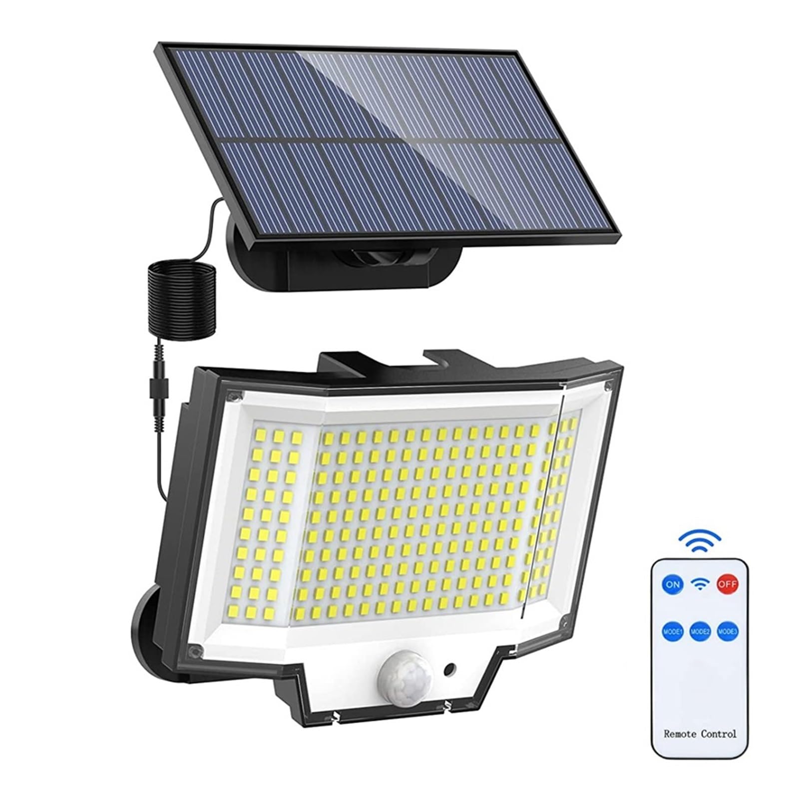 106/200/228 Lampa Solarna LED Zewnętrzne Światło Bezpieczeństwa LED Czujnik Ruchu Wodoodporny Oddzielony Panel Słoneczny Światło Słoneczne Ogrodowa Lampa Garażowa Super Jasny(200LED-1PC)
