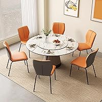 Vista 7 de Kitchen Dining Chairs Set of 2/4, Room Chairs with Metal Legs,Heavy Duty Leather Dining Room Chairs for Home Office, Bedroom,Living Room(Orange and