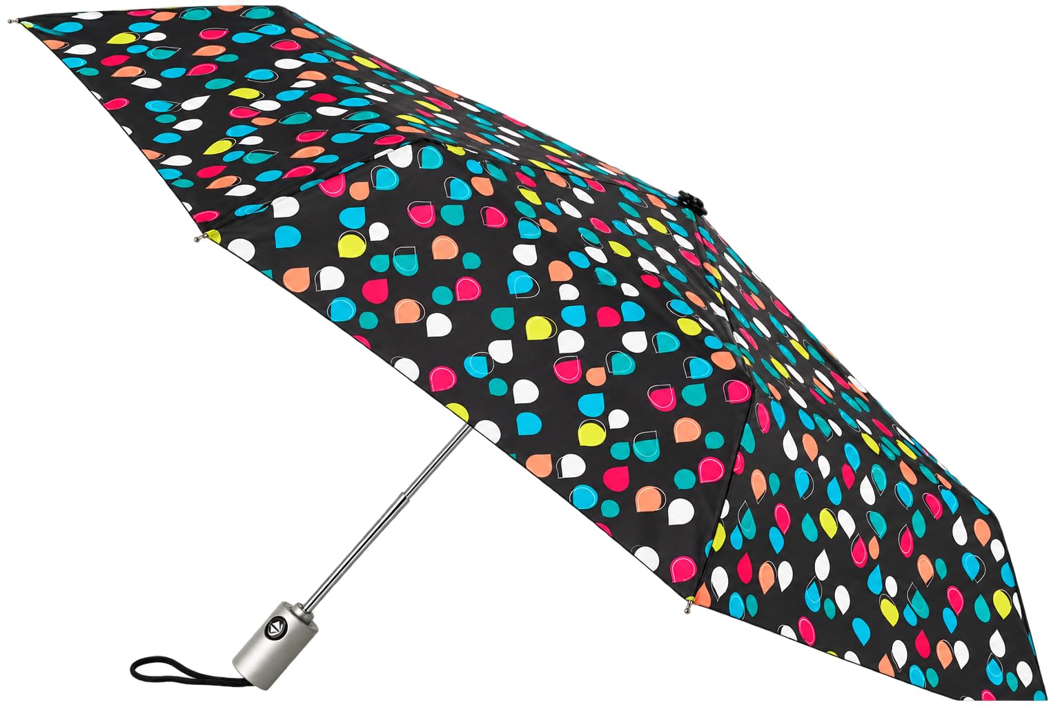Totes Tecnología NeverWet, cierre automático de apertura automática, paraguas de arco de 43 pulgadas, gotas de lluvia coloridas,