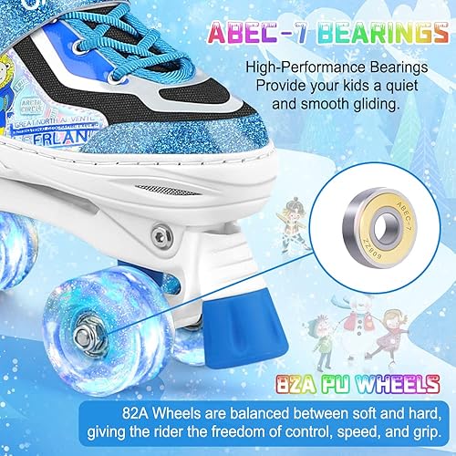 Miniatura 7 de Patines de ruedas para niños y niñas de 4 tamaños ajustables con ruedas iluminadas para niños, adolescentes, principiantes y avanzados, interiores y