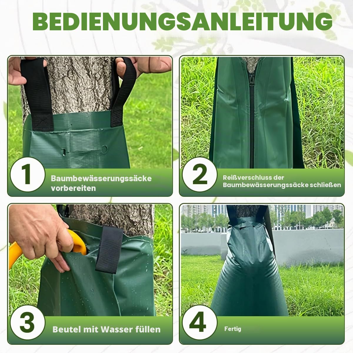 Baumbewässerungssack,Wassersack für Bäume, Baumbewässerungsbeutel, Bewässerungssack mit Reißverschluss, Robust und Wetterbeständig für Kleine und Große Bäume Jungbäume und Sträucher, 2STK, 75 L