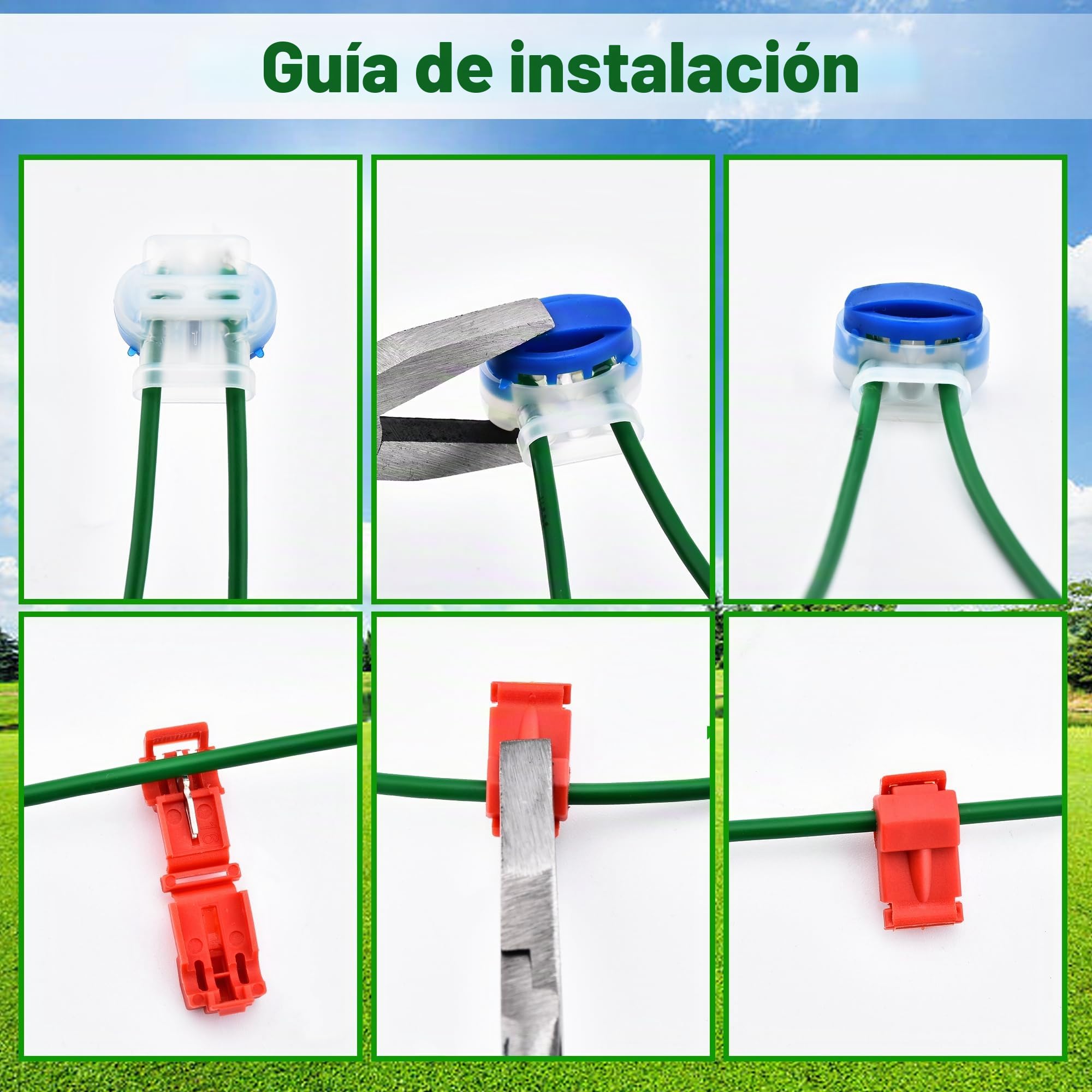 DazSpirit 100m Cable Delimitador para Robot Cortacesped + 50 Clavijas, 10 Conectores Cable, 10 Terminales Conexión, Kit de Accesorios Compatible con Gardena Bosch Husqvarna Worx Honda Robomow USW