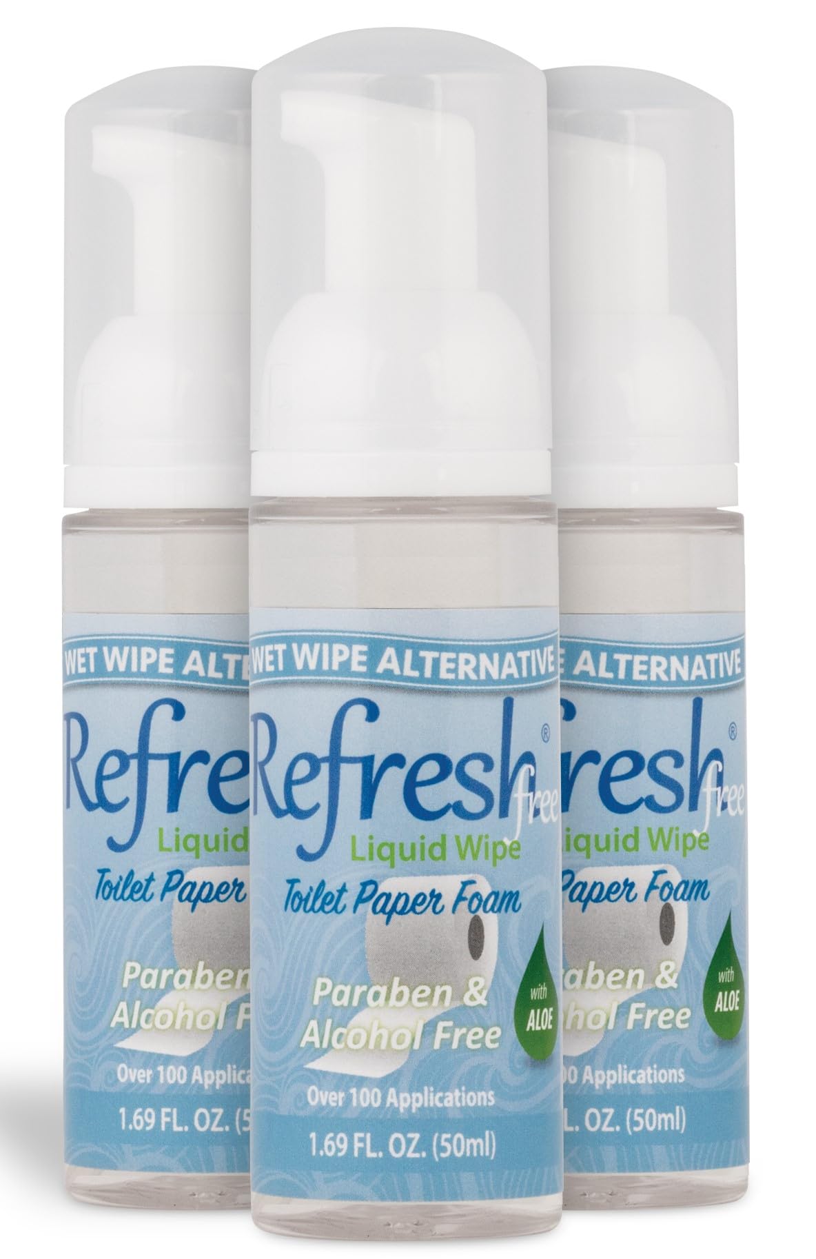 Refresh Liquid Wipe Free Toilet Paper Foam, Sensitive Skin Formula, 1.69 Fl Oz (3 Pack)