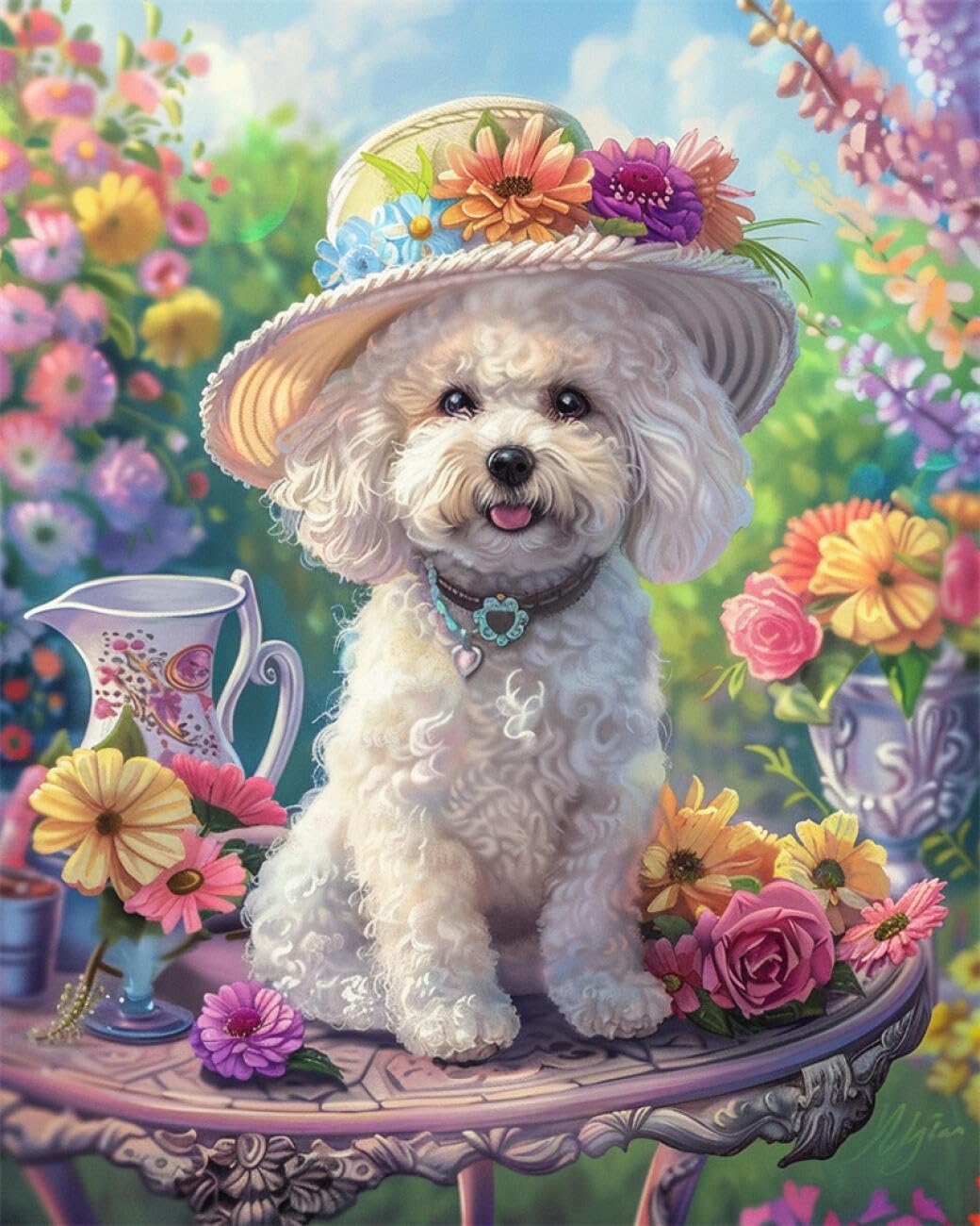 AYAOYANGGO Animal DIY Bead Embroidery Set Fantasy Dog Bead Embroidery Kit for Adults Needlepoint Tapestry Set Beaded Stitching 50x60cm
