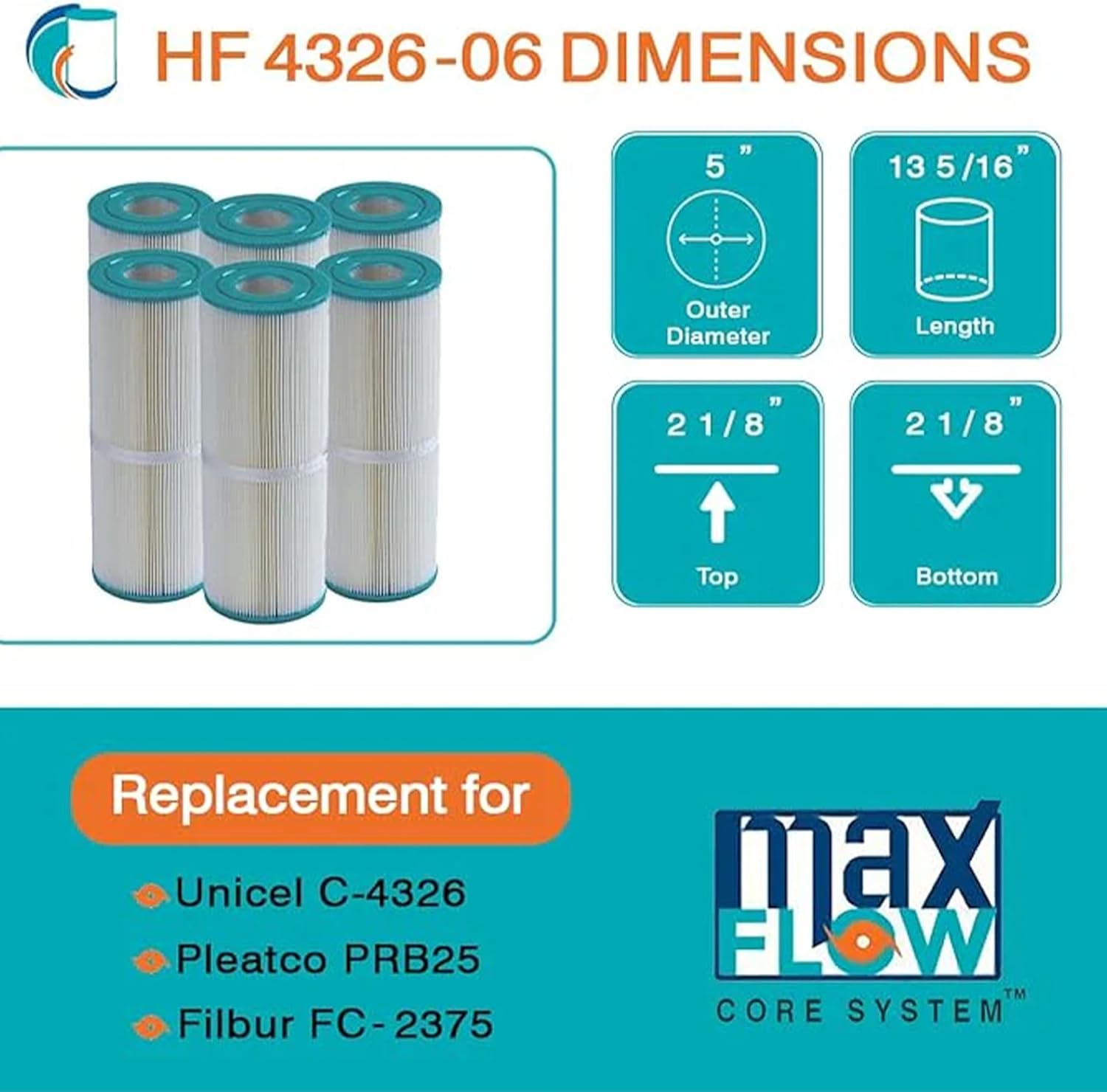 Hurricane Filters HF4326-01 Platinum Purple Spa Filter Cartridge - Replacement for Pleatco PRB25, Unicel C-4326, Filbur FC-2375, Dynamic Series I RDC-25, Waterway 25 in-Line - Image 5