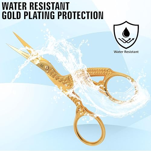 Miniatura 3 de Golden Stork - Tijeras de bordado de 3.5 pulgadas para puntas pequeñas y afiladas, diseño de grúa de punto de cruz, tijeras de pájaros de acero