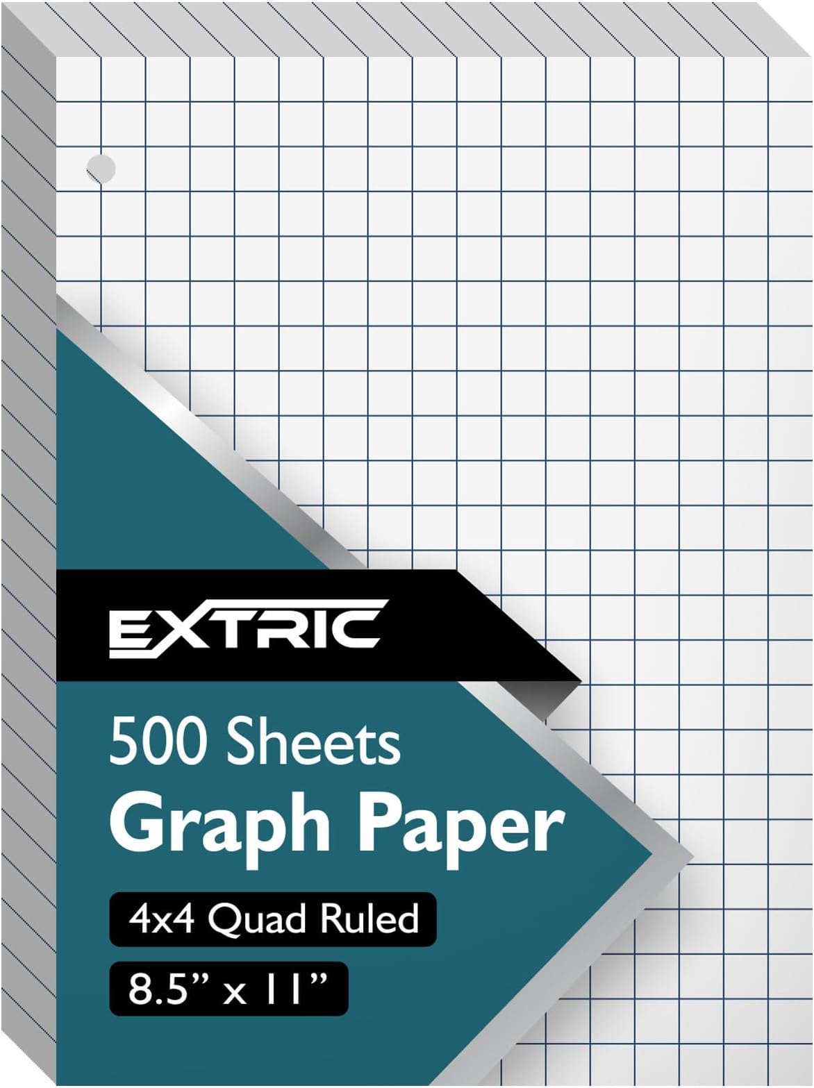 Graph Paper, Loose Leaf Graph Paper 500 Pack - 4x4 Inch Quad Ruled Grid Papers, Engineering Papers 8.5x11 with 3 Hole Punches