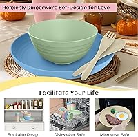 Vista 6 de Wheat Straw Dinnerware Sets, 20 PCS Dishes Dinnerware Set Microwave and Dishwasher Safe, Lightweight Unbreakable Dishes, Reusable Dinner Plates Kids