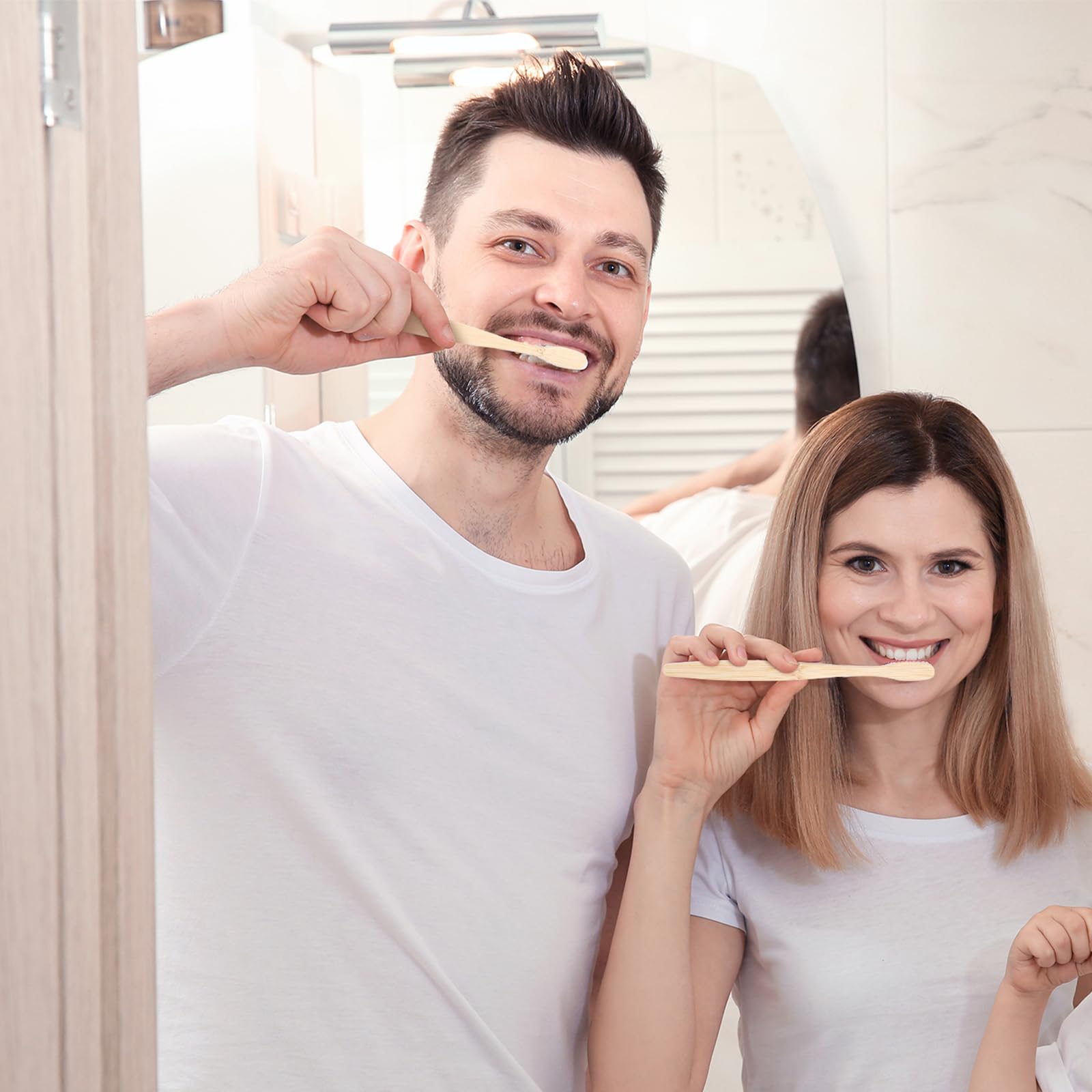 Vesici 200 cepillos de dientes de bambú a granel de cerdas suaves con micro pelo ultra madera de bambú cepillo de dientes manual para adultos, viajes, familia, hotel, empaquetado individualmente
