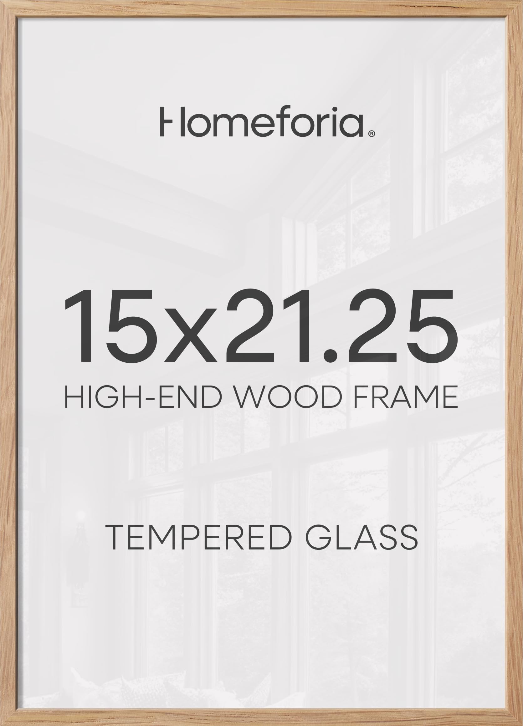 Homeforia 15x21.25 Natural Oak Puzzle Picture Frame, High-End Wood, Glass | High End Solid Oak Wood, Tempered Glass, 15x21.25 Edge-to-Edge Display 21.25x15, Wall Kit, Set Of 1