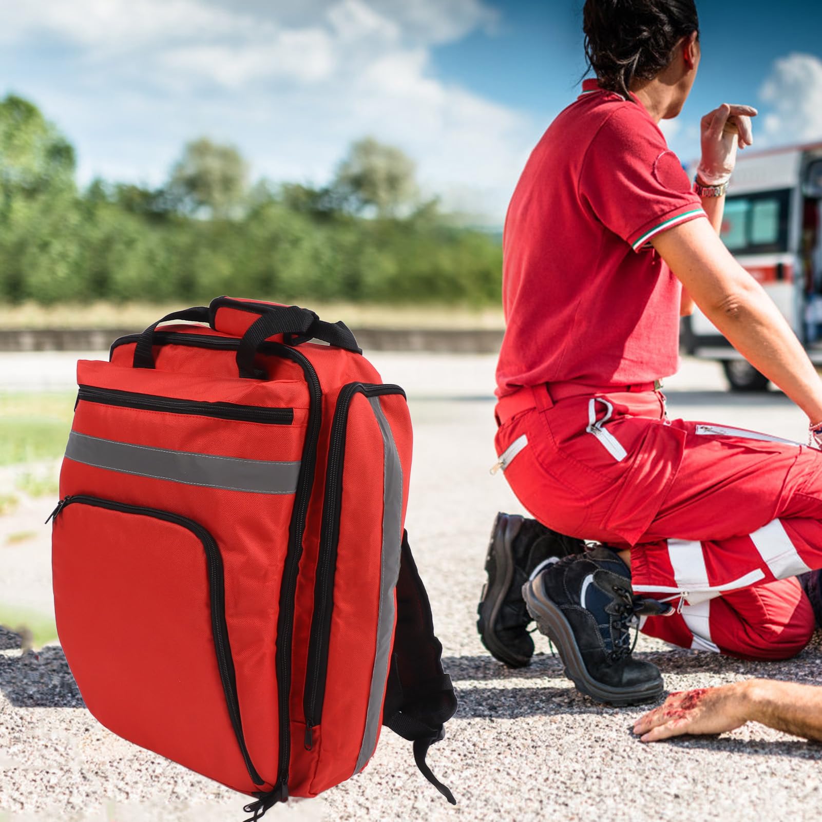 Zaino di Pronto Soccorso Multifunzionale Impermeabile, Grande Capacità, Regolabile, per Emergenze Terremoto