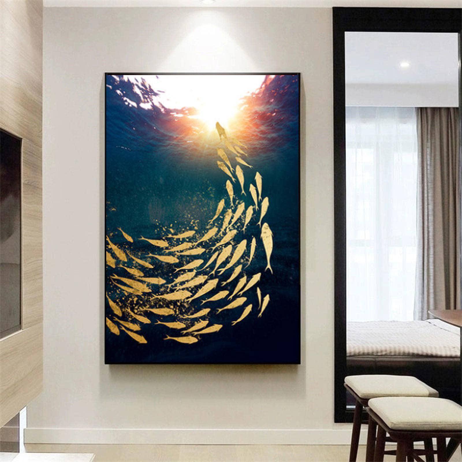 Peintures paysage de mer et poissons d'or pour rompre la monotonie de vos murs