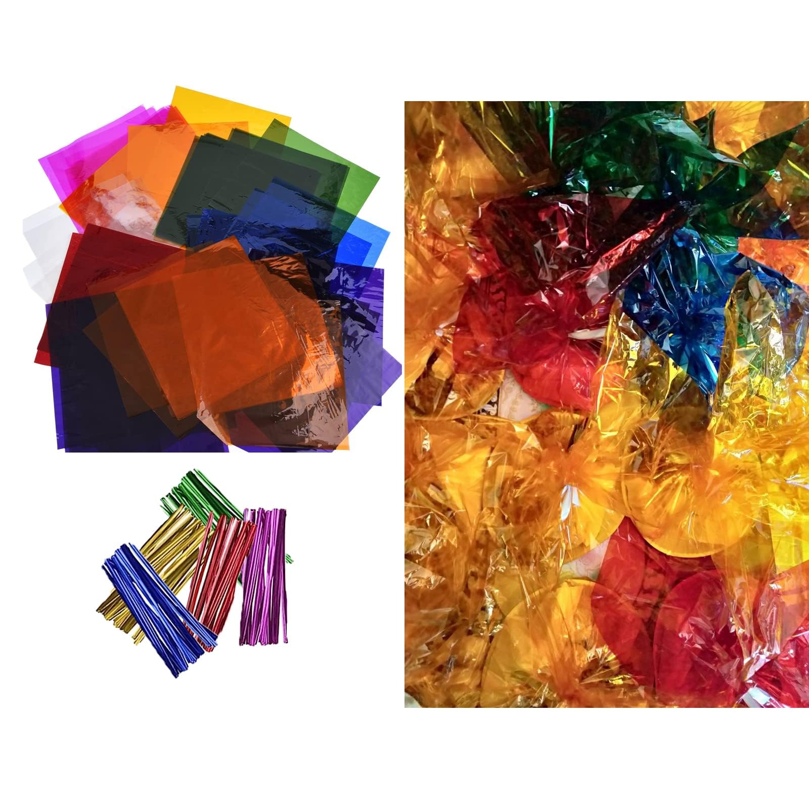 20-Piece Vibrant Translucent Craft Sheet Collection – Acrylic & Cellophane for Wrapping, Scrapbooking & Decorative Arts