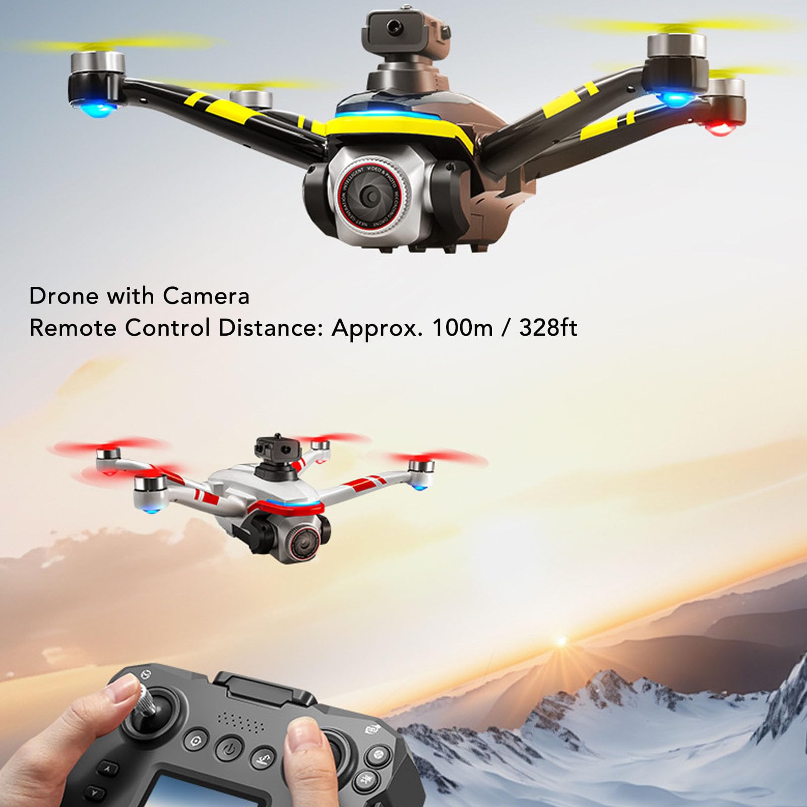 Elprico Czwarty Czterokopter Zdalny, 4K Bezszczotkowy Dron Motorowy Składany Quadkopter, Unikanie Przeszkód, Bułki 360 °, Silny Wiatr, Poziome, Pionowe, Filmowanie, Filtry Piękności (czerwony)