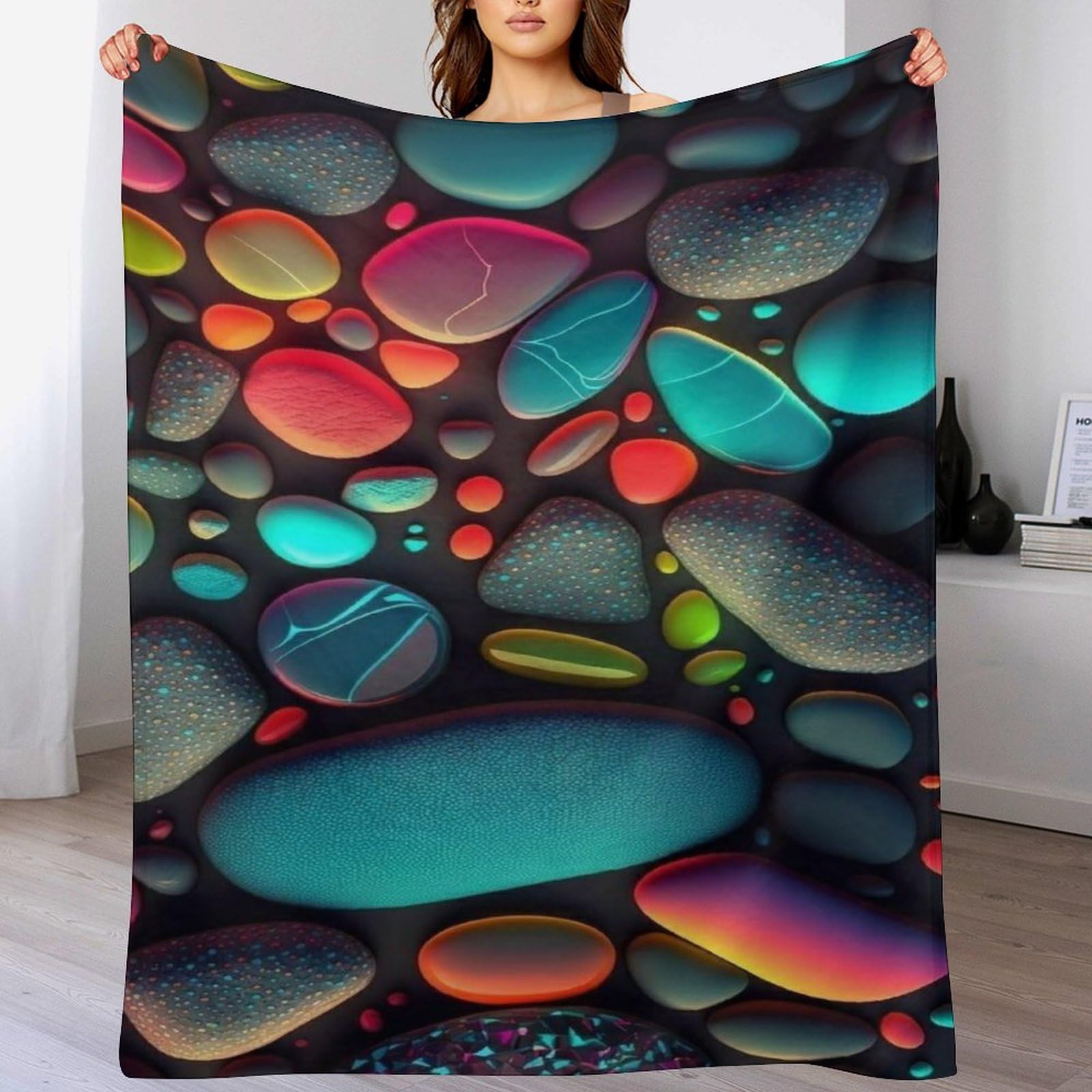 Manta de franela de forro polar 130x180 cm con diseño de piedra