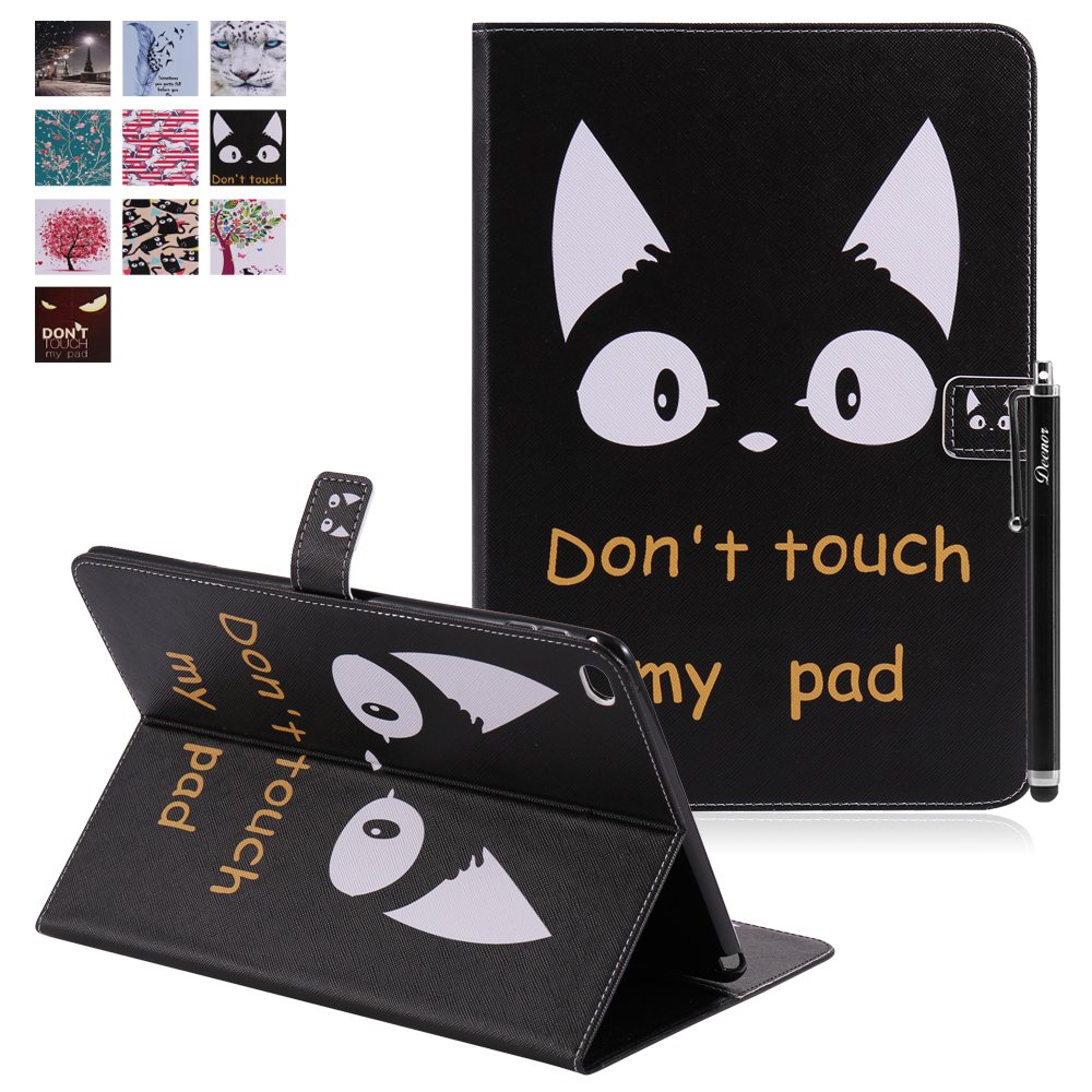 iPad Air 2 Case, Deenor Slim Fit Colorful Painting and Stylish Wallet Folio Case PU Leather Protective Stand Case Cover for Apple iPad Air 2 Generation (iPad 6) 2014 Release.[Cute Cat]