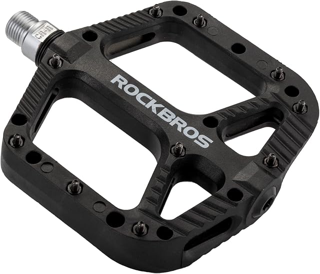 ROCKBROS Bicycle Pedals Road Mountain Bike Pedals 9/16 Nylon Fiber Flat Platform Pedals
