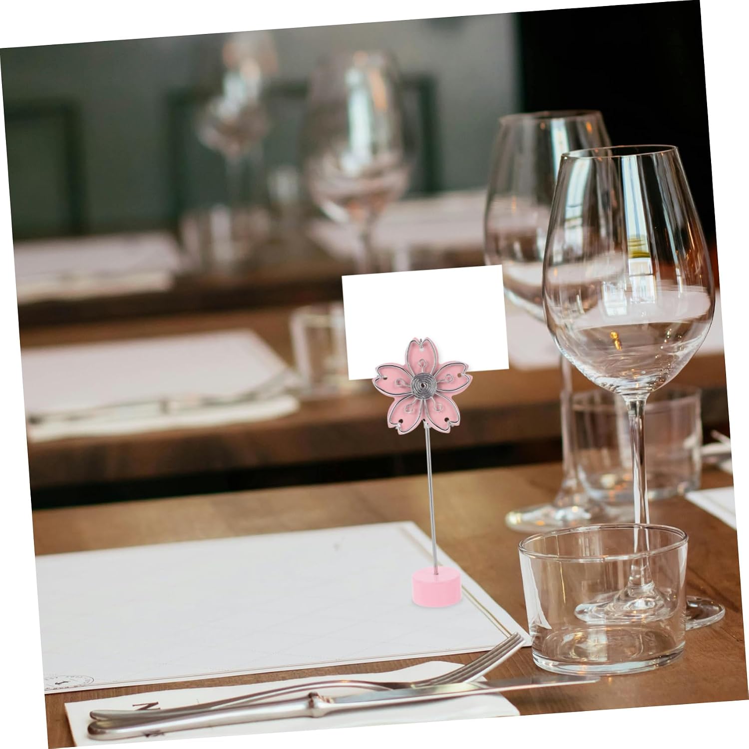 TEHAUX Lovely Flower Photo Holder Clip Cute Table Place Card Holders for Weddings Parties Events Easy to Use Memo Clip Stand Sturdy Design for Photos Cards Menus Cherry
