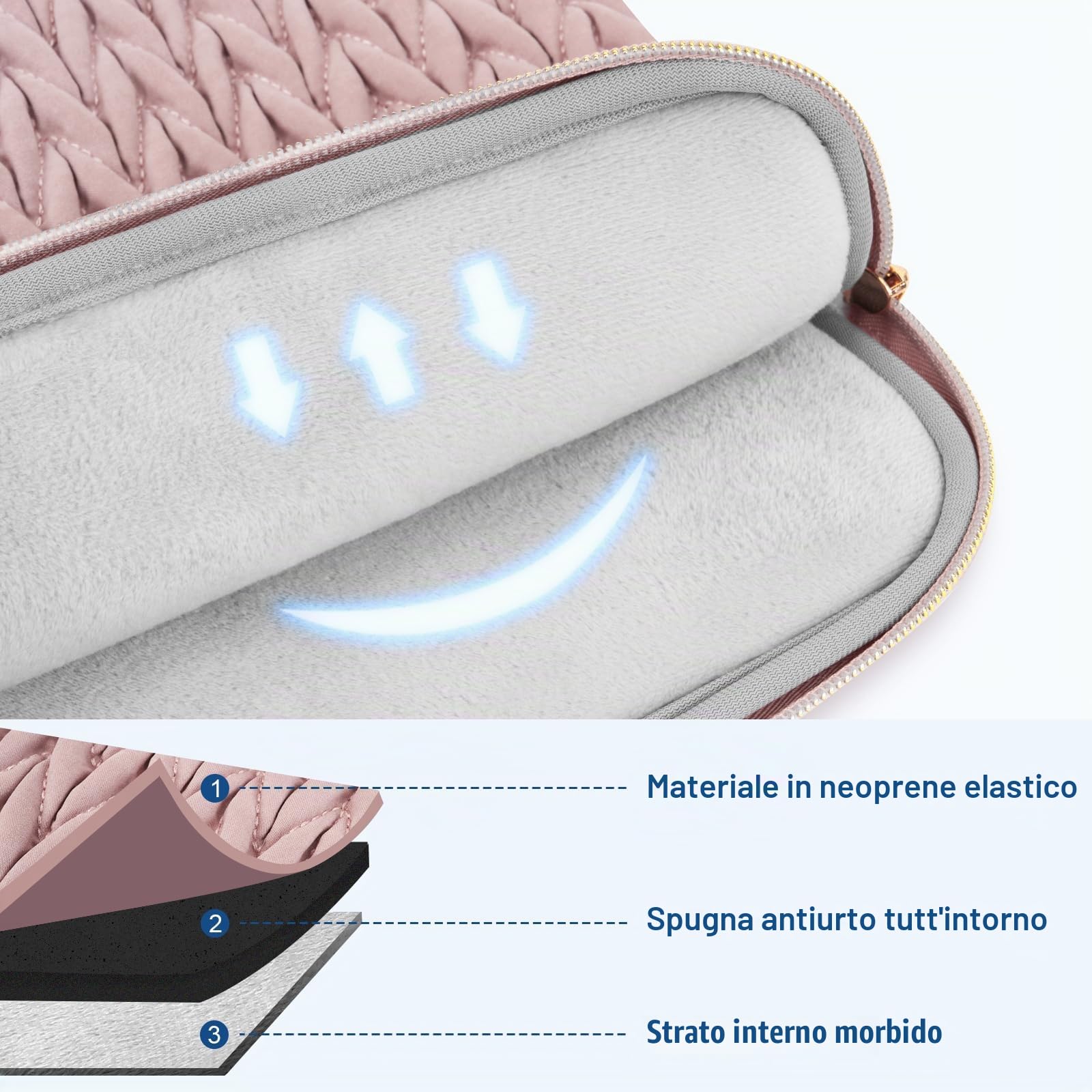 MOSISO 15.6 pollici Borsa Tracolla Laptop, 15-16 pollici Borse Computer Compatibili con MacBook Pro 16 M4 M3 M2 M1,HP Dell Acer Lenovo ASUS Notebook, Borsa Tracolla Trapuntata con Manico e Tasca, Rosa
