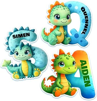Custom Dinosaur Shape Pillow for Boys - Personalized Dinosaur Letter Pillow for Kids Throw Bed Pillow Gifts for Birthday Chirstmas Room Decor
