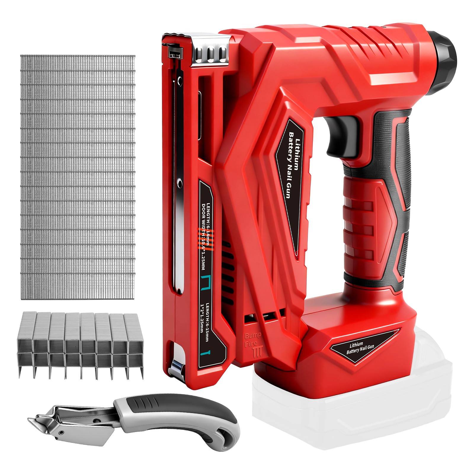 Roadtime Juego de clavadora inalámbrica para Milwaukee 18 V baterías (sin batería),Clavadora y grapadora 2 en 1 Incluye 1000 clavos/grapas,Profundidad de clavo ajustable para carpintería y bricolaje