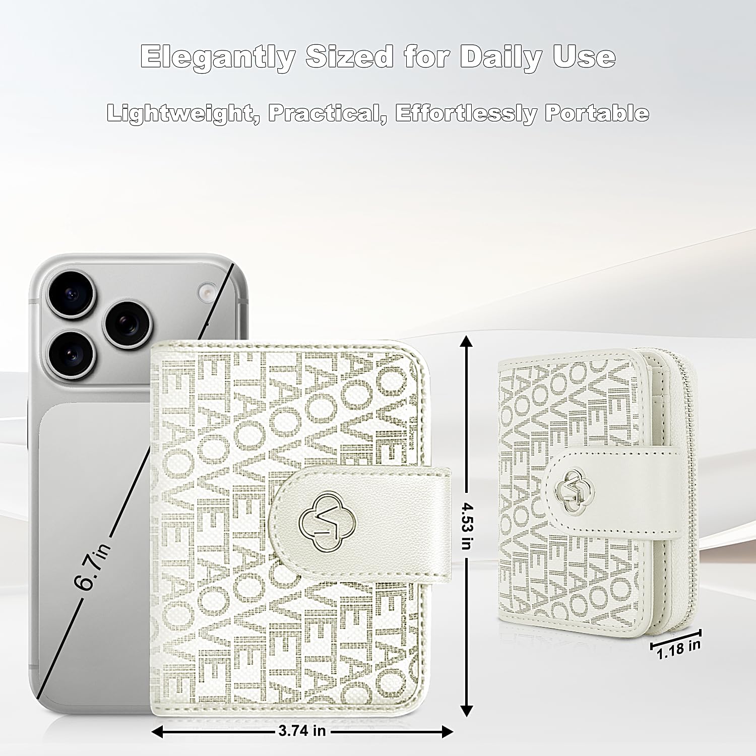 VEWWA Credit Card Wallets for Women, Leather Cardholder with Zipper Around, Small Rfid Ladies Wallet, Accordion Compact Bifold Purse for Travel, 19 Card Slots, ID Window, Cash Organizer - White - Image 4