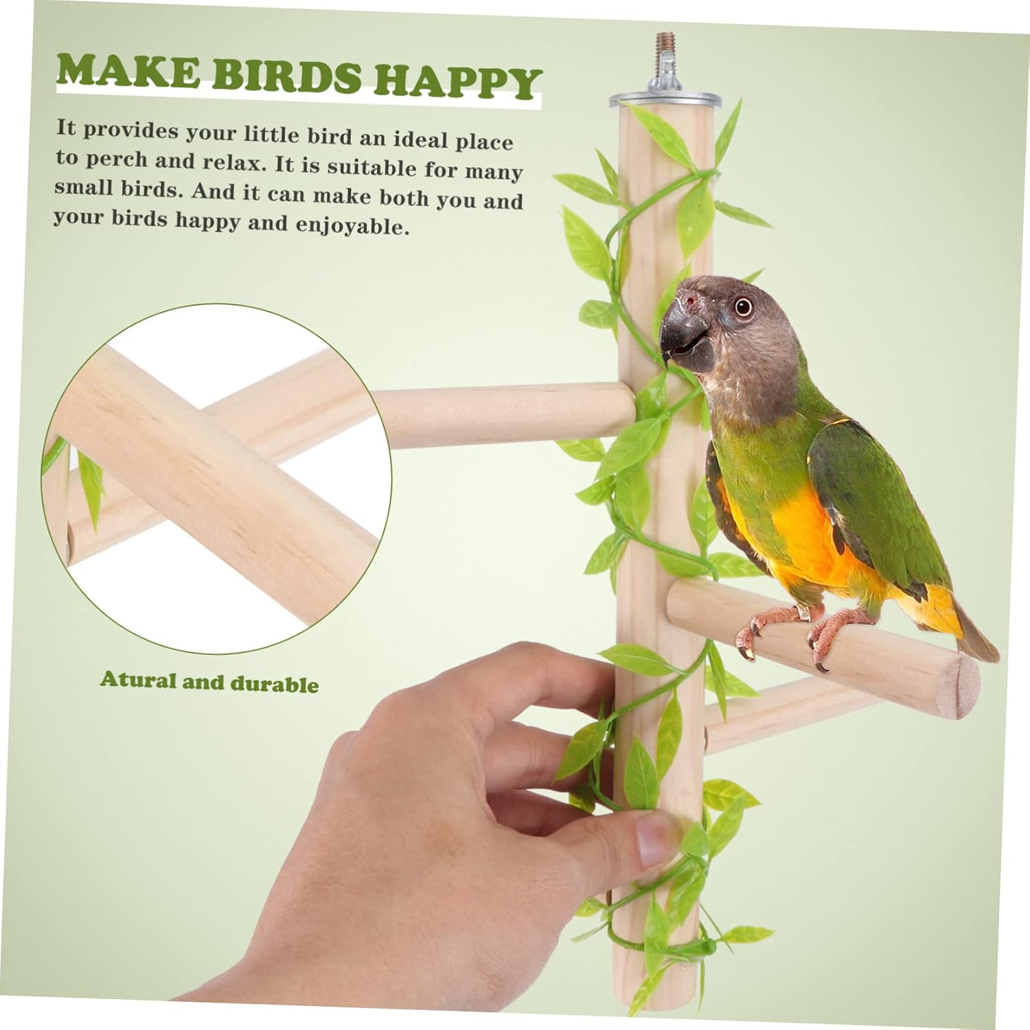 BESPORTBLE 1pc Solid Multi-Forked Parrot Stand Rack Easy to Assemble Bird Cage Accessory for Pet Birds Space-Saving Design for Play and Entertainment -Fork Leaf Style