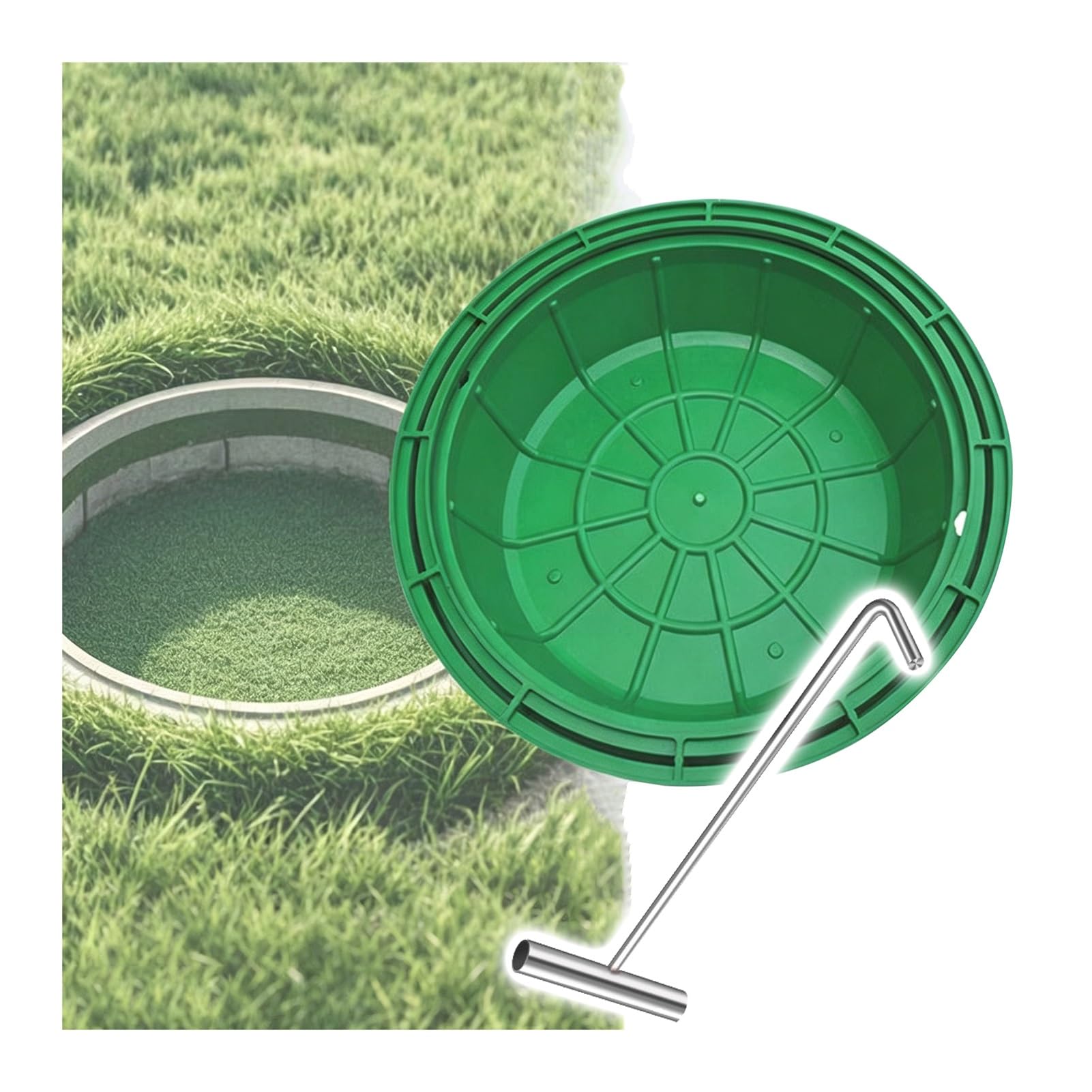 Couvercle de lavabo en résine robuste et ronde avec cadre de jardin