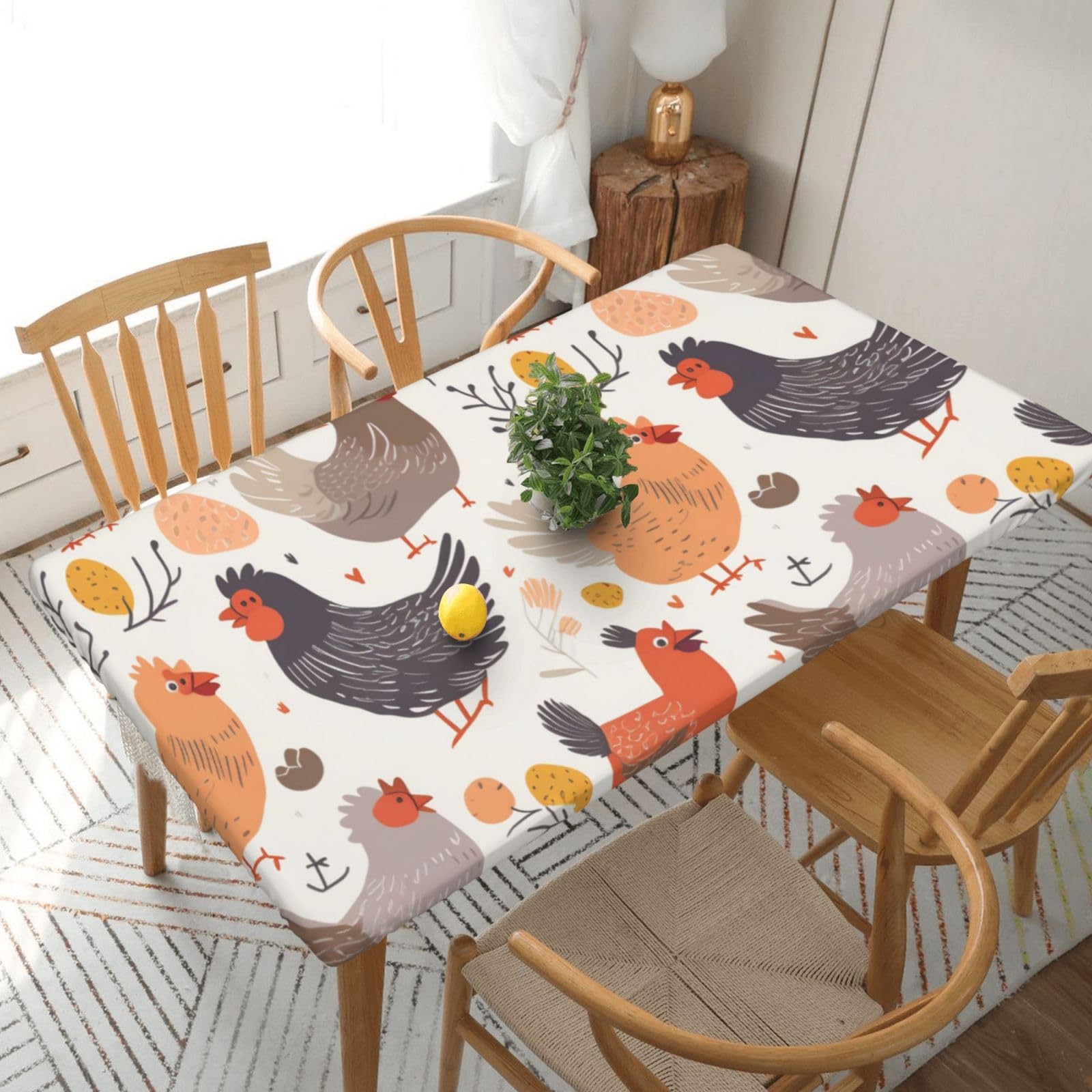 WPKJU Chicken Pattern Printed Tablecloths 5ft Rectangular Table Covers Washable Polyester Decorative Table Cloth for Dining Table Picnic Wedding