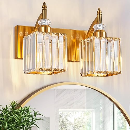 Miniatura 40 de Moderna lámpara de tocador de baño con 3 luces de cristal cromado sobre espejo para aplique de pared de baño Cromado,Oro,Negro Oro,Negro