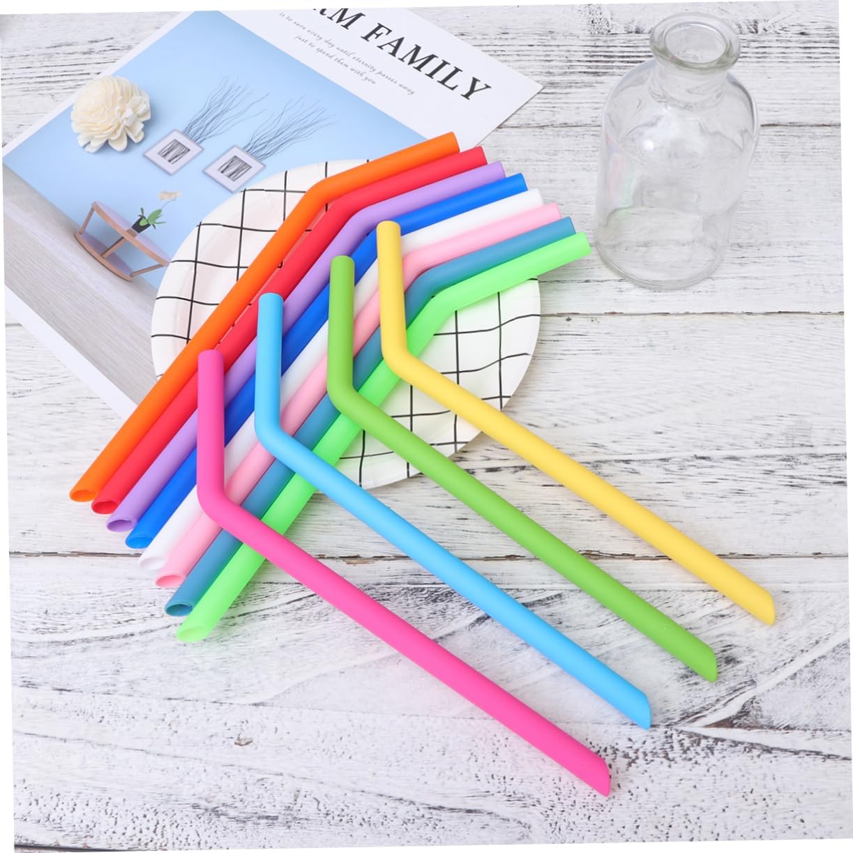 18pcs Practical Eco-drinking Pipettes Silicone Straws Reusable for Smoothies Yogurt Water