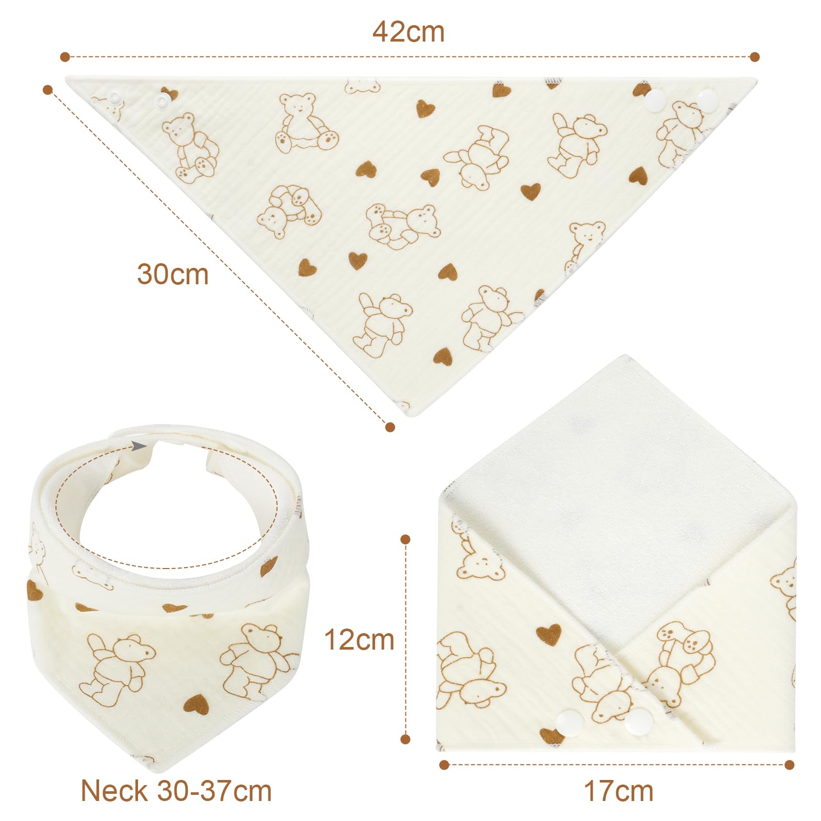 Vicloon Bavaglino Neonato Bandana, 6 Pezzi 100% Cotone Biologico con 2 Bottoni a Pressione, Bambino Drool per Ragazzi per Ruttino Ultra Assorbenti da 0 a 36 Mesi