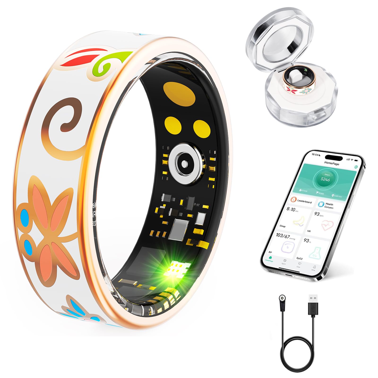 Chendssfkd Smart Ring for Women and Men - IP68 Waterproof Health Tracker Ring with Heart Rate, Step Counting, Sleep Monitoring, No Subscription Fee