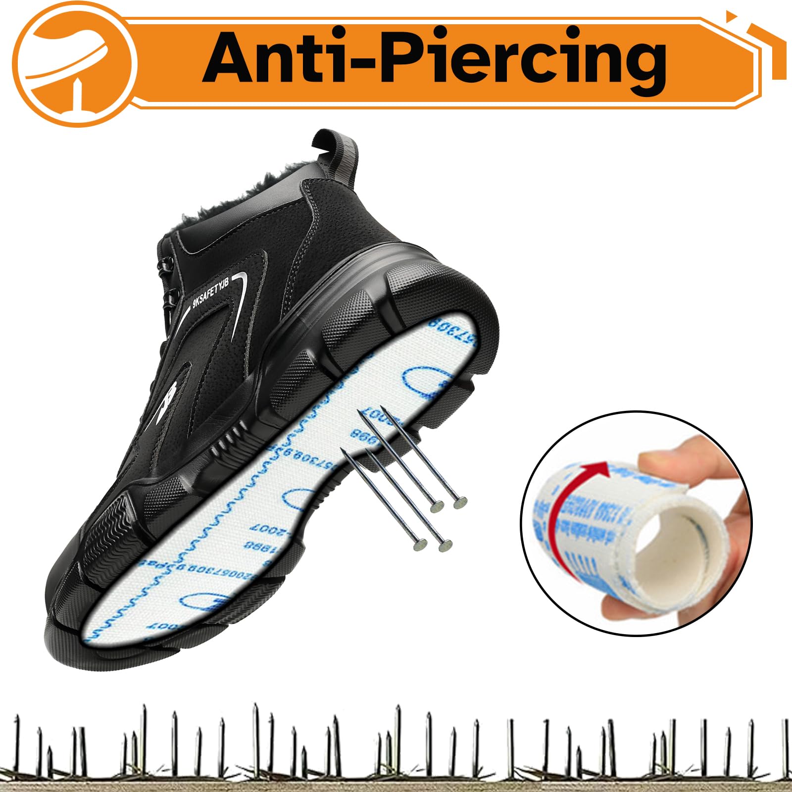 Zapatos de Seguridad de Invierno Impermeables Zapatos de Trabajo para Hombre Mujer Botas de Seguridad Ligeros Antideslizantes con Forro Cálido Punteras de Acero