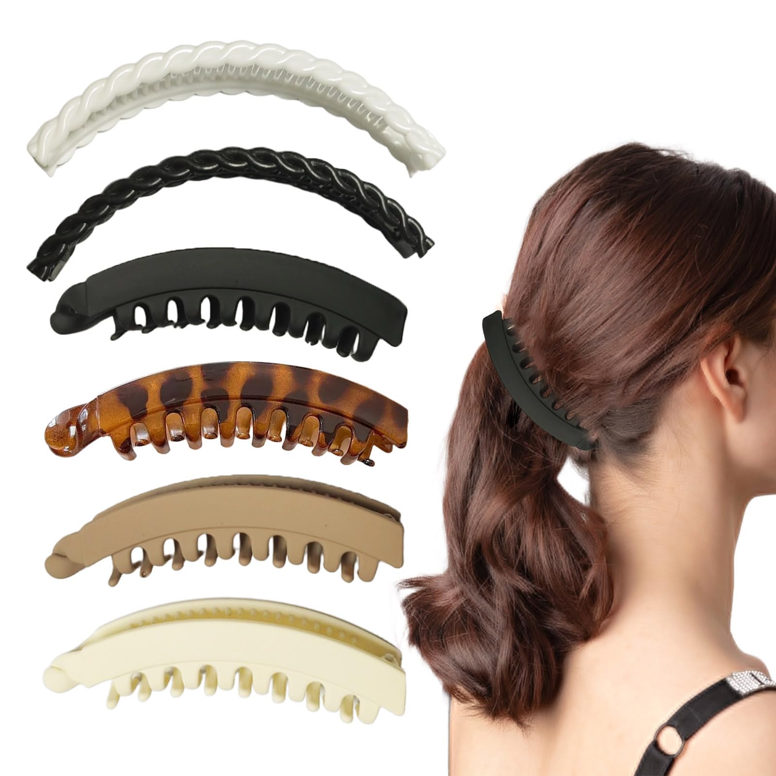 6 PCS Banana Clips for Women, 5.1" and 6.1" Large Banana Clips Hair for Thin to Thick Hair 5 inch Extra Large Banana Claw Clips for Thick Hair Girl,