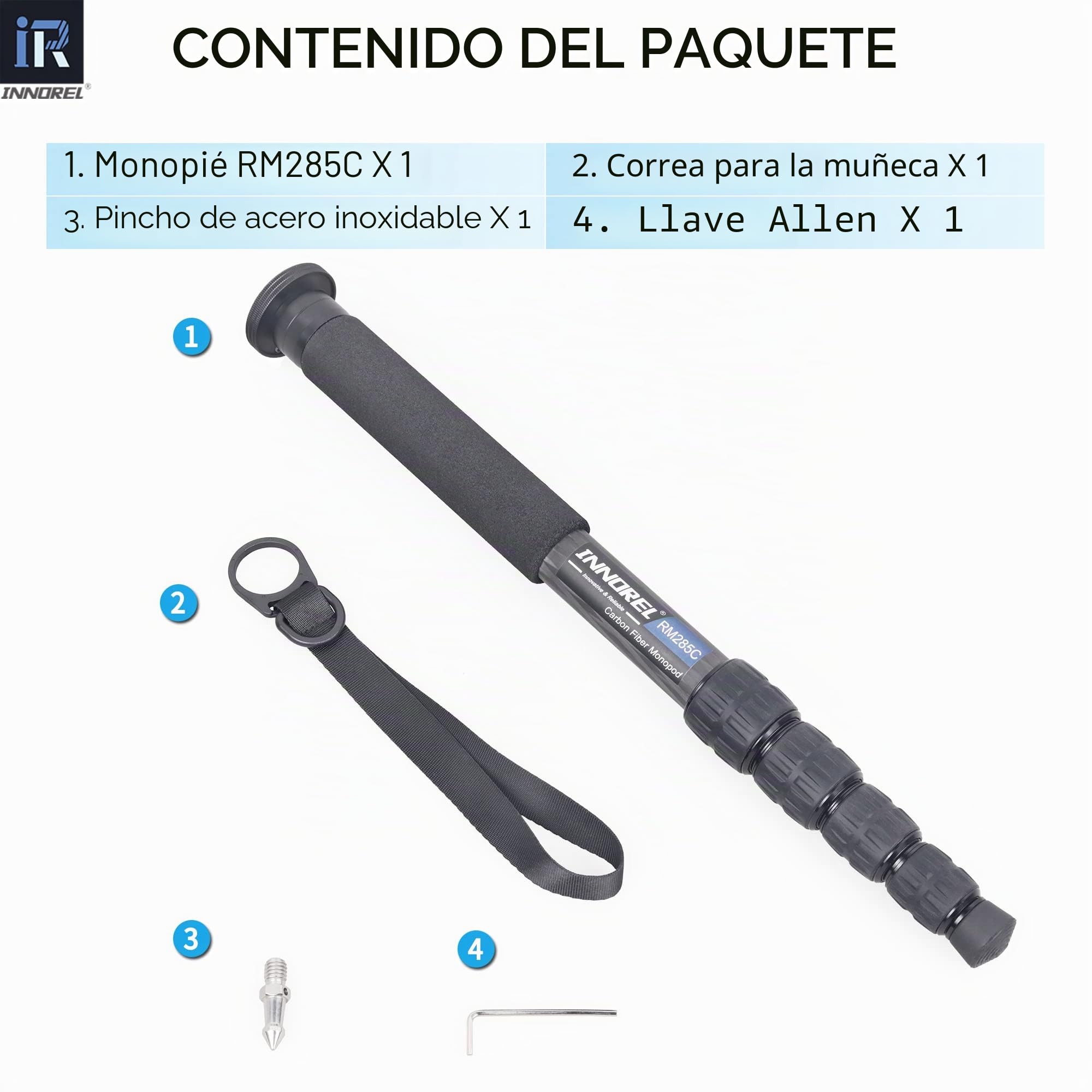 Monopie de cámara de fibra de carbono INNOREL RM285C profesional portátil compacto ligero viaje monopie de 5 secciones para Canon Nikon Sony DSLR cámara videocámara DV soporte de fotografía carga 10kg
