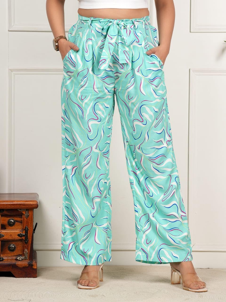 Women’s Pure Cotton Woven Pyjama | Mid Rise Relaxed Fit Elasticated Drawstring Waistband & Side Pocket | Comfortable Lounge, Sleepwear & Casual Bottom Wear(PY-88354GREEN)-picture-22