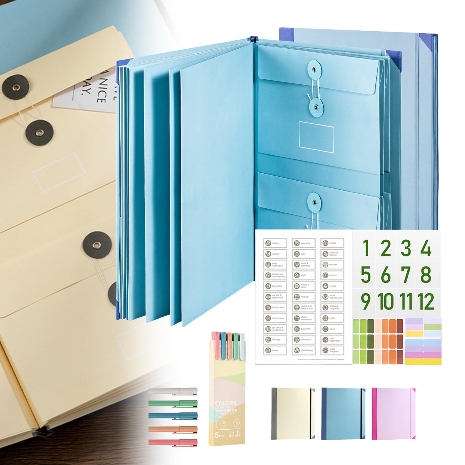 Important Document Organizer, If I Die Binder UK, Life Book Document Organiser, Document Organizer with Pockets File Home School Office Supplies (Blue) — image 1