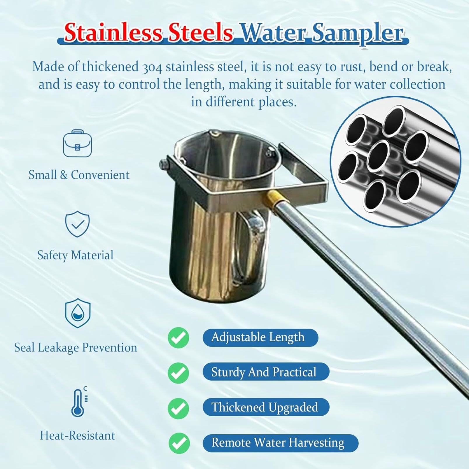 Retractable Water Dipper Stainless Steel Retractable Water Sampler ...