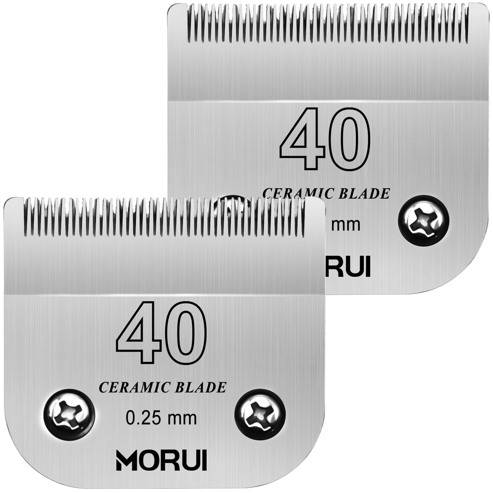 morui Pet Dog Grooming Clipper Replacement Blade，Detachable Ceramic Blade，Compatible with Most Andis,Oster A5 Wahl KM Series Clippers Size 40# Blade (Cutting Length (0.25mm) 1/100") 2 Pack