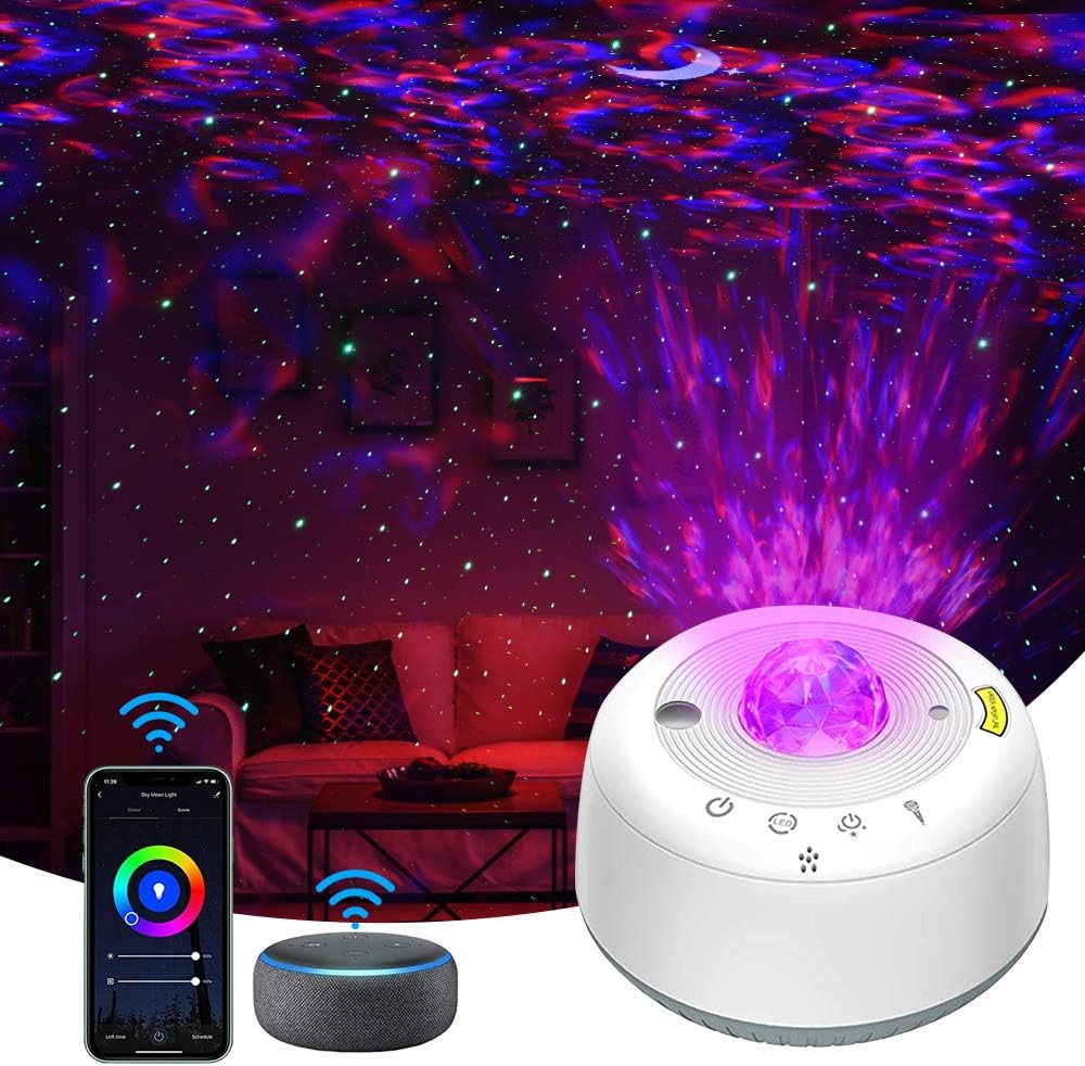 Star Projector, Smart Galaxy Projector Night Light Compatible with Alexa, 3 in 1 LED Moon Starry Light Projector with App and Voice Control for Kids Adults, Bedroom, Party Decor